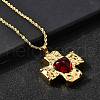 Cross with Heart 304 Stainless Steel Cubic Zirconia Pendant Necklaces NJEW-H070-01G-01-2