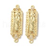 Rack Plating Brass Clear Cubic Zirconia Saint Connector Charms KK-C084-36C-G-1
