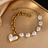 Heart 304 Stainless Steel with Plastic Pearl Charm Bracelets FS-WGD716F-02-1