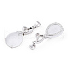 Rhodium Pleated 925 Sterling Silver Pave Cat Eye Pendants STER-T007-28P-2