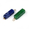 Natural Tiger Eye & Amethyst & Amazonite & Green Aventurine & Synthetic Regalite Cuboid Pendants STAS-N110-18G-2