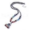 Natural & Synthetic Gemstone and Labradorite Pendant Necklaces NJEW-G324-A07-1