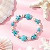 2Pcs Starfish & Turtle Natural Freshwater Shell Beads Stretch Bracelets for Women BJEW-JB11922-4