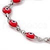 304 Stainless Steel Horse Eye Link Chain Bracelet with Resin Evil Eye Beaded for Women BJEW-F439-01P-3