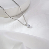 Simple Stainless Steel Pave Clear Cubic Zirconia Round Pendant Necklaces for Women's Daily Wear TJ1093-1-1