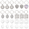Unicraftale 1 Set Heart & Flat Round & Oval & Square Alloy Keychains KEYC-UN0001-11-1
