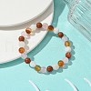 Natural Carnelian & Rose Quartz & Carnelian & Rainbow Moonstone Round Beaded Stretch Bracelets BJEW-JB10910-02-2