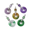 Dyed Natural Myanmar Jade Flower Column Donut Pendants KK-Q050-04-1