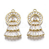 Brass Micro Pave Clear Cubic Zirconia Pendants ZIRC-S069-036G-1