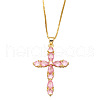 Colorful Zircon Cross Necklace Hip Hop Fashion Diamond Sweater Chain NKB266 ST4741694-1