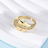 Brass Micro Pave Clear Cubic Zirconia Cuff Rings for Women RJEW-U043-09G-3