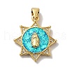 Rack Plating Brass Micro Pave Cubic Zirconia with Synthetic Opal Pendants KK-D088-10G-2