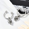 Skull 316 Surgical Stainless Steel Dangle Half Hoop Earrings for Women EJEW-G416-48AS-2