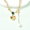 304 Stainless Steel Pave Green Cubic Zirconia Heart Pendant Necklaces for Women NJEW-U040-01A-G-3