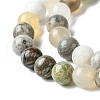 Natural Bamboo Leaf Agate Round Bead Strands G-M248-6mm-04-3