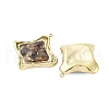 304 Stainless Steel Pave Natural Tiger Eye Pendants STAS-V003-04G-01-2