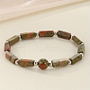Natural Unakite Beaded Stretch Bracelets for Men Women WGE4A78-11-1