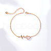 Elegant Brass Micro Pave Cubic Zirconia Heart Charm Anklets for Beach Vacation QS8241-2