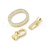 Brass Micro Pave Clear Cubic Zirconia Fold Over Clasps KK-U059-09G-2