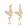 Brass Micro Pave Clear Cubic Zirconia Pendants KK-E068-VC412-2