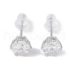 Rhodium Plated 999 Fine Silver Cubic Zirconia Stud Earrings for Women EJEW-S215-20P-2