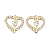 Rack Plating Heart Brass Micro Pave Cubic Zirconia Pendants KK-E102-04G-1