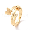 Crystal Rhinestone Butterfly Finger Ring RJEW-D120-09B-G-1