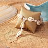 Bohemian Style Natural Cowrie Shell & Plastic Imitation Pearl & Waxed Cord Adjustable Toe Ring Anklets FS-WG74F62-01-3