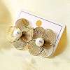304 Stainless Steel Plastic Imitation Pearl Stud Earrings EJEW-D308-07G-5
