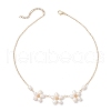 Brass Flower Link Chain Necklace NJEW-TA00196-4