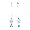 S925 Sterling Silver Cubic Zirconia Crown with Teardrop Tassel Hoop Earrings VN4471-3