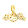 Rack Plating Brass Micro Pave Cubic Zirconia European Dangle Charms KK-P270-02D-G-1