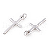 Rhodium Plated 925 Sterling Silver Religion Cross with 925 Stamp & Jump Rings STER-T007-51P-2