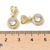 Brass Pave Clear Cubic Zirconia Flat Round with Heart Pendants KK-Q068-18G-3