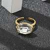 Mother's Day Rings Oval Brass Cuff Rings for Women RJEW-G337-06G-03-4