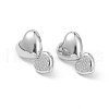 Heart Rack Plating Brass Cubic Zirconia Stud Earrings for Women EJEW-K245-14P-1