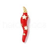 Brass Micro Pave Cubic Zirconia & Enamel Pendants KK-Q098-35G-A-1