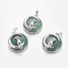 Natural Green Aventurine Kitten Pendants G-J386-B01-1