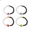 4Pcs 4 Colors Natural Lava Rock & Synthetic Turquoise Beaded Stretch Bracelets BJEW-JB11880-2