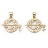 Brass Micro Pave Clear Cubic Zirconia Pendants ZIRC-N039-187-NF-1