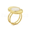 Oval 304 Stainless Steel Enamel Open Cuff Rings for Women RJEW-G338-17G-01-4