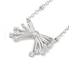 304 Stainless Steel Crystal Rhinestone Satellite Chain Bowknot Pendant Necklaces for Women NJEW-C055-10P-1