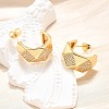 Brass Micro Pave Clear Cubic Zirconia Stud Earrings for Women EJEW-U056-05B-G-3