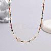 Natural Shell Heart Beads & Glass Seed Beaded Necklaces for Women WG67538-01-3