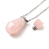 Openable Faceted Natural & Synthetic Mixed Stone Perfume Bottle Pendant Necklaces for Women NJEW-F296-03P-4