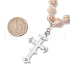 Cross Alloy Enamel with Rhinestone Pendants Decoration HJEW-JM02998-3