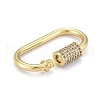 Brass Micro Pave Clear Cubic Zirconia Screw Carabiner Lock Charms ZIRC-E164-10G-4