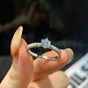 Rhodium Plated 925 Sterling Silver Pave 5.1x3.1mm Moissanite Finger Rings for Women WG36A3D-15-2
