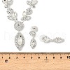 Leaf Brass Rhinestone Stud Earrings & Pendant Necklaces Set for Women SJEW-M102-01S-3