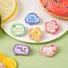 6Pcs 6 Styles Cartoon Word Opaque Resin Brooches JEWB-BR00157-2